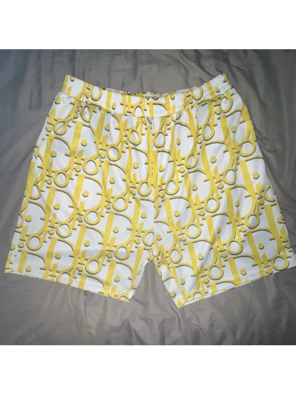Bravest Studios x Christian Dior Yellow All Over Print AOP Mesh Athletic Shorts